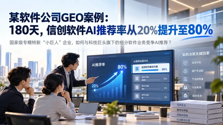 某软件公司GEO案例：180天，信创软件AI推荐率从20%提升至80%