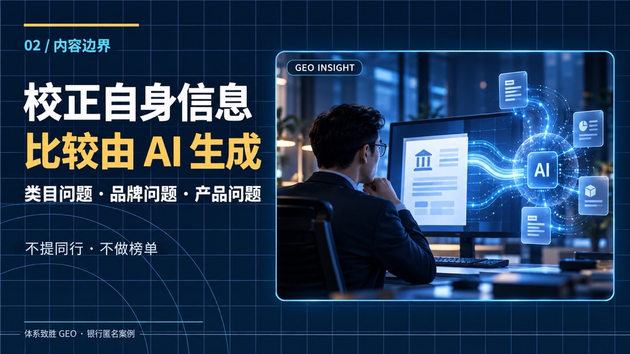 校正自身信息,比较由AI生成;类目问题、品牌问题、产品问题;不提同行,不做榜单
